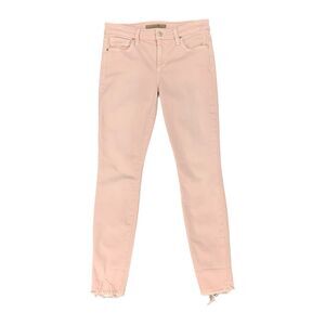 Joes Skinny Ankle Jeans Womens 27 Washed Pink Denim Raw Hem Mid Rise Stretch